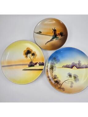 Vintage Japanese Hand-Painted Plates (1940s-1950s)